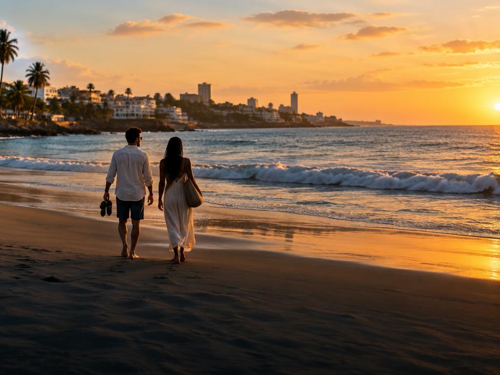 Voyageurs sur une plage du littoral sénégalais