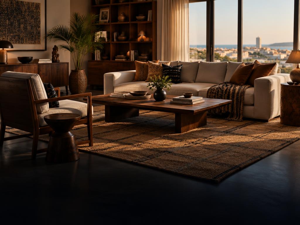 Salon contemporain aménagé avec mobilier confortable